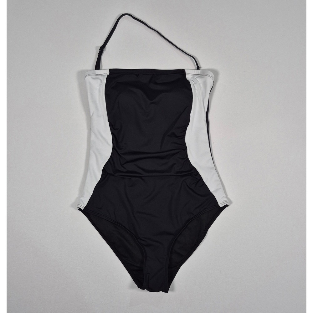 Holipick One Piece Strapless Swimsuit Black‎ White Tummy Control Size Medium NWT